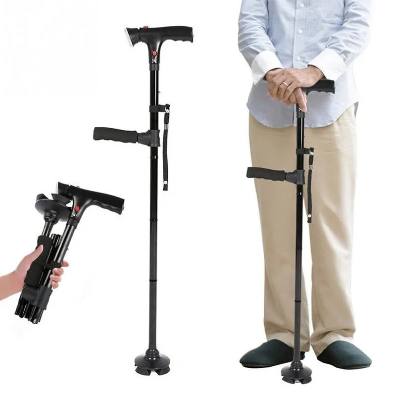 Folding Walking Cane with LED Light & Safety Alarm