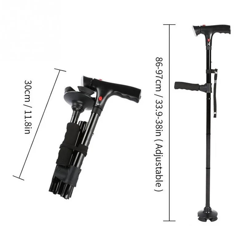 Folding Walking Cane with LED Light & Safety Alarm