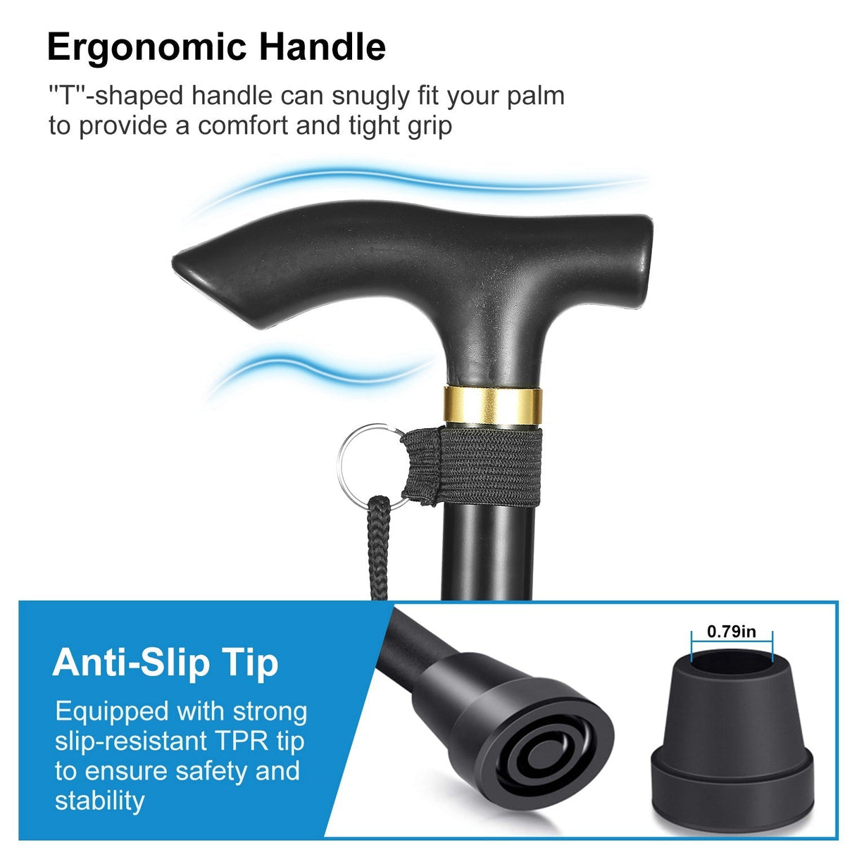 Folding Adjustable Walking Cane – Compact Travel Support