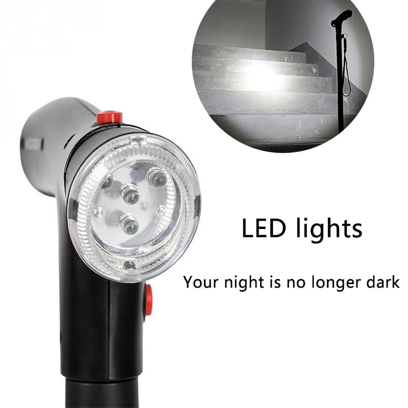 Folding Walking Cane with LED Light & Safety Alarm