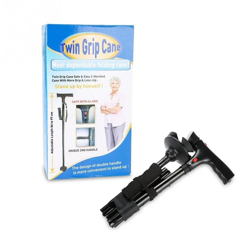 Folding Walking Cane with LED Light & Safety Alarm