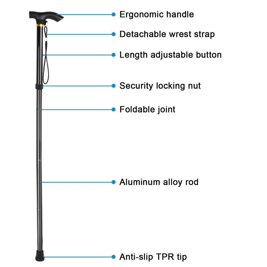 Folding Adjustable Walking Cane – Compact Travel Support