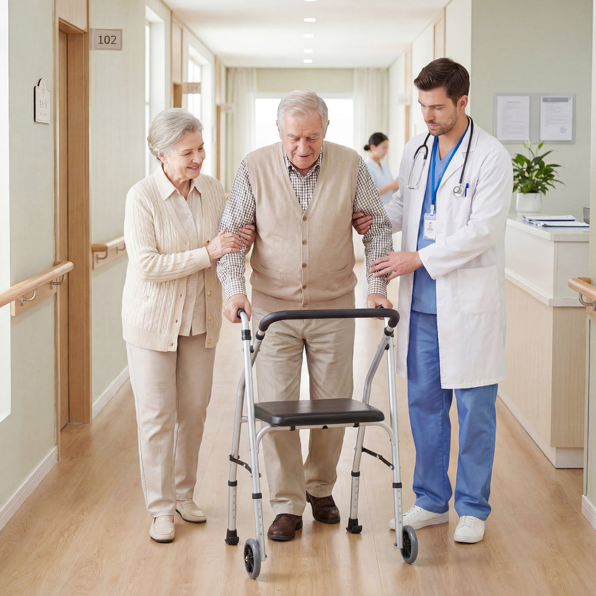 Lightweight 2-Wheel Mobility Walker with Padded Seat