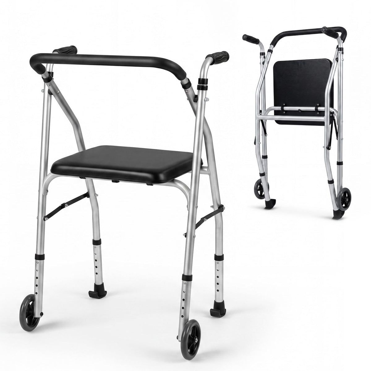 Lightweight 2-Wheel Mobility Walker with Padded Seat