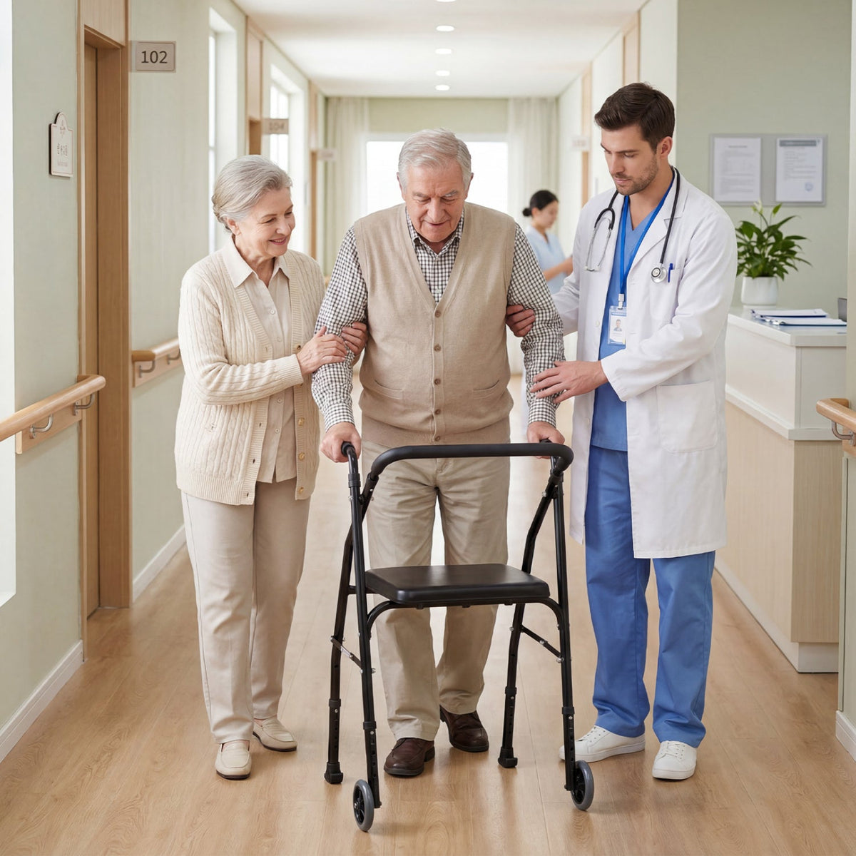 Lightweight 2-Wheel Mobility Walker with Padded Seat