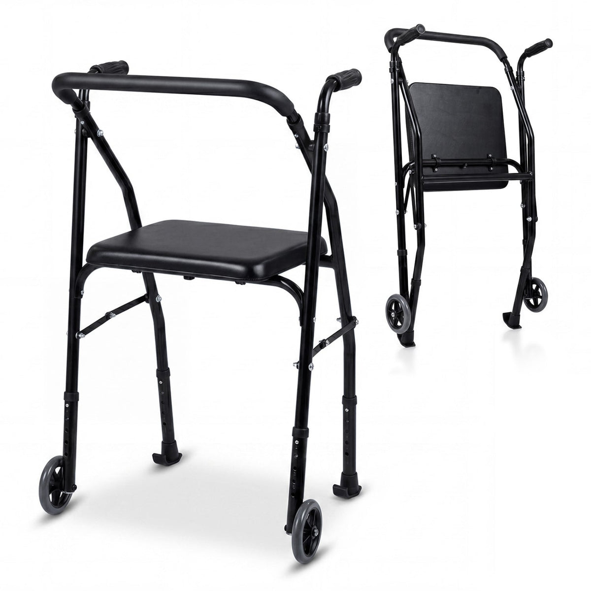 Lightweight 2-Wheel Mobility Walker with Padded Seat